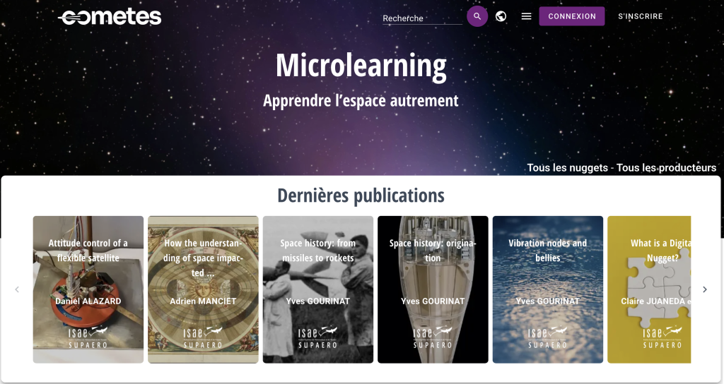 Page d'accueil du site internet Microlearning, apprendre l'espace autrement