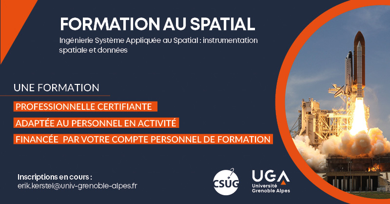 Formation au spatial Ingénierie Système Appliquée au Spatial : instrumentation spatiale et données. Une formation professionnelle certifiante adaptée au personnel en activité financée par votre compte personnel de formation.